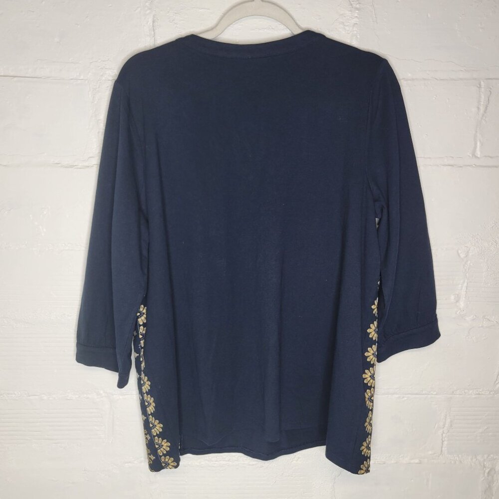Pure Jill Women's Large Shirt Top Blue Embroidered - Picture 2 of 5